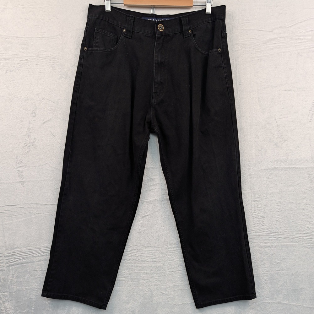 VTG Halifax Jeans Men's 37x29 Black High Rise Wide Leg Skate Grunge Workwear Y2K